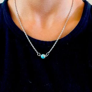 Handmade necklace with sea sediment jasper bead and silver chain